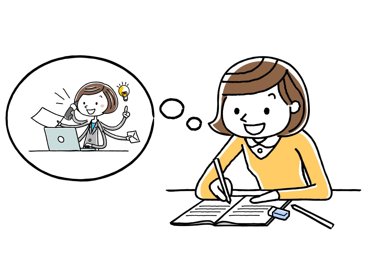 認定介護福祉士資格を取得するために勉強している人のイメージイラスト