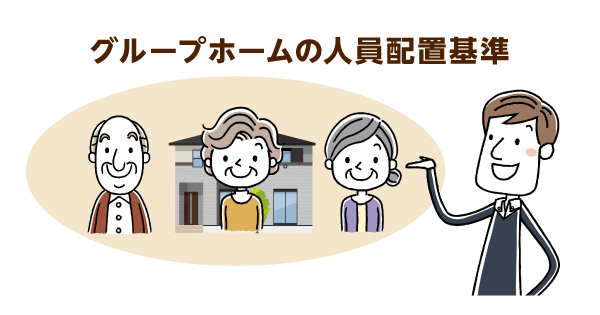 「グループホーム」の人員配置基準。現行制度で最多の職員を配置していても、「入居者９・職員１」となります