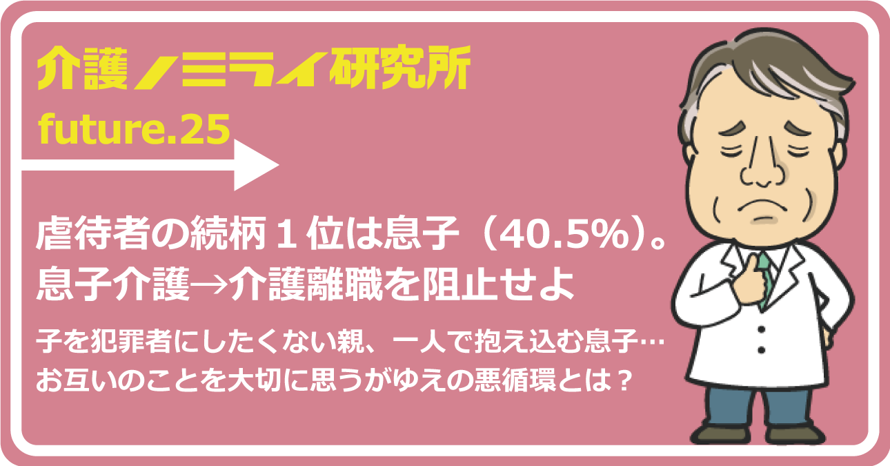 虐待者の続柄１位は息子 40 5 息子介護 介護離職を阻止せよ 介護のミライ研究所 みんなの介護