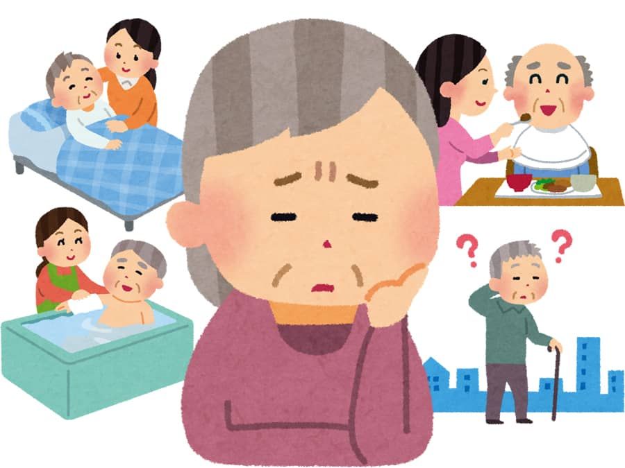 入浴介助・食事介助・徘徊する高齢者の介助・起居の介助で苦悩するおばあさん