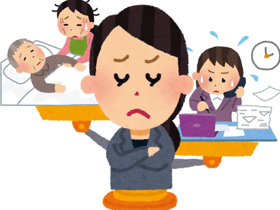 父親の介護と日々の仕事に追われ悩む女性会社員