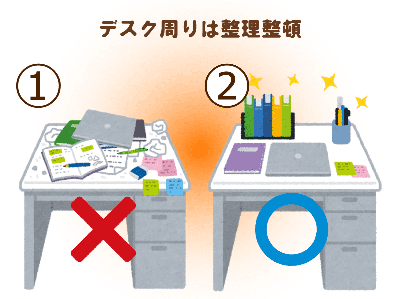デスク周りは整理整頓