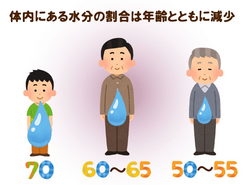 体内の水分は年齢とともに下がる