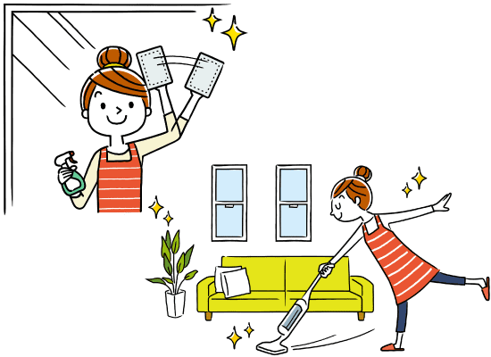特養での掃除・選択サービスのイメージイラスト