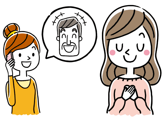 高齢男性について電話で話をする女性と安心した様子の若い女性