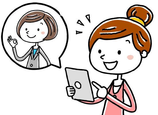 タブレットで調べ物をする女性とオッケーサインを出す若いスーツ姿の女性
