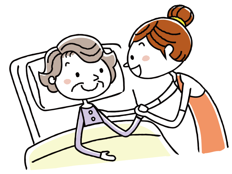 高齢女性に語りかける女性職員