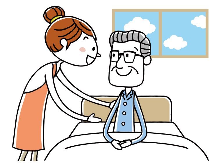 介護を受けている高齢者男性