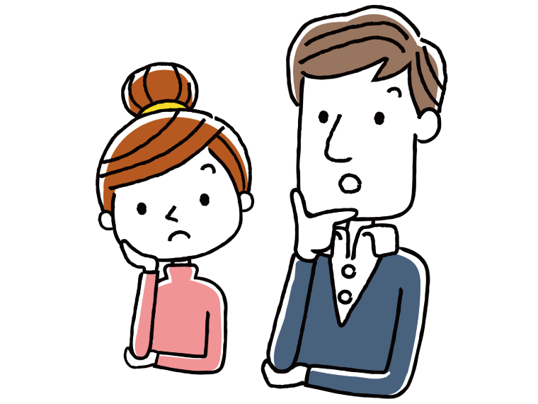 二人で考えている夫婦