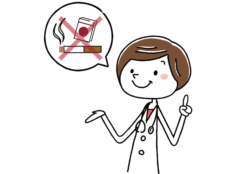 たばこの禁止をアピールする医者