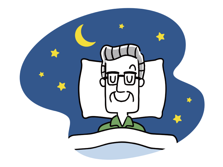 すやすやと眠っている高齢男性