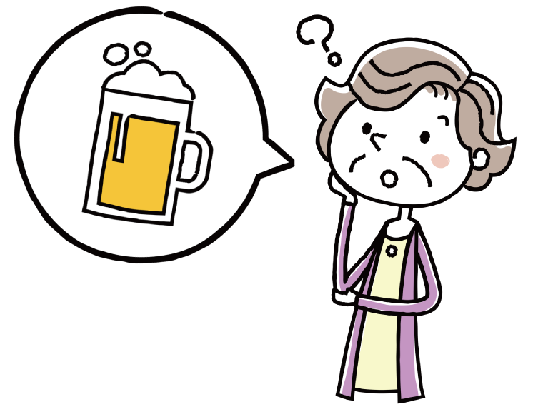 ビールを思い浮かべる高齢女性