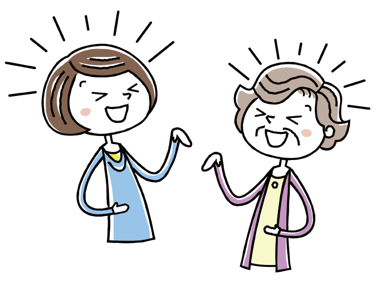 笑い合う若い女性と高齢女性