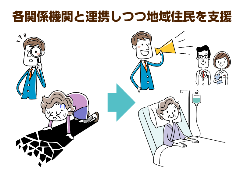 落ち込んでいる高齢女性と入院した高齢女性と医師