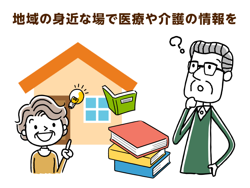 家の前で閃いている女性と、本の横ではてなを出している男性
