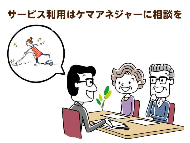 サービス利用はケアマネジャーに相談を