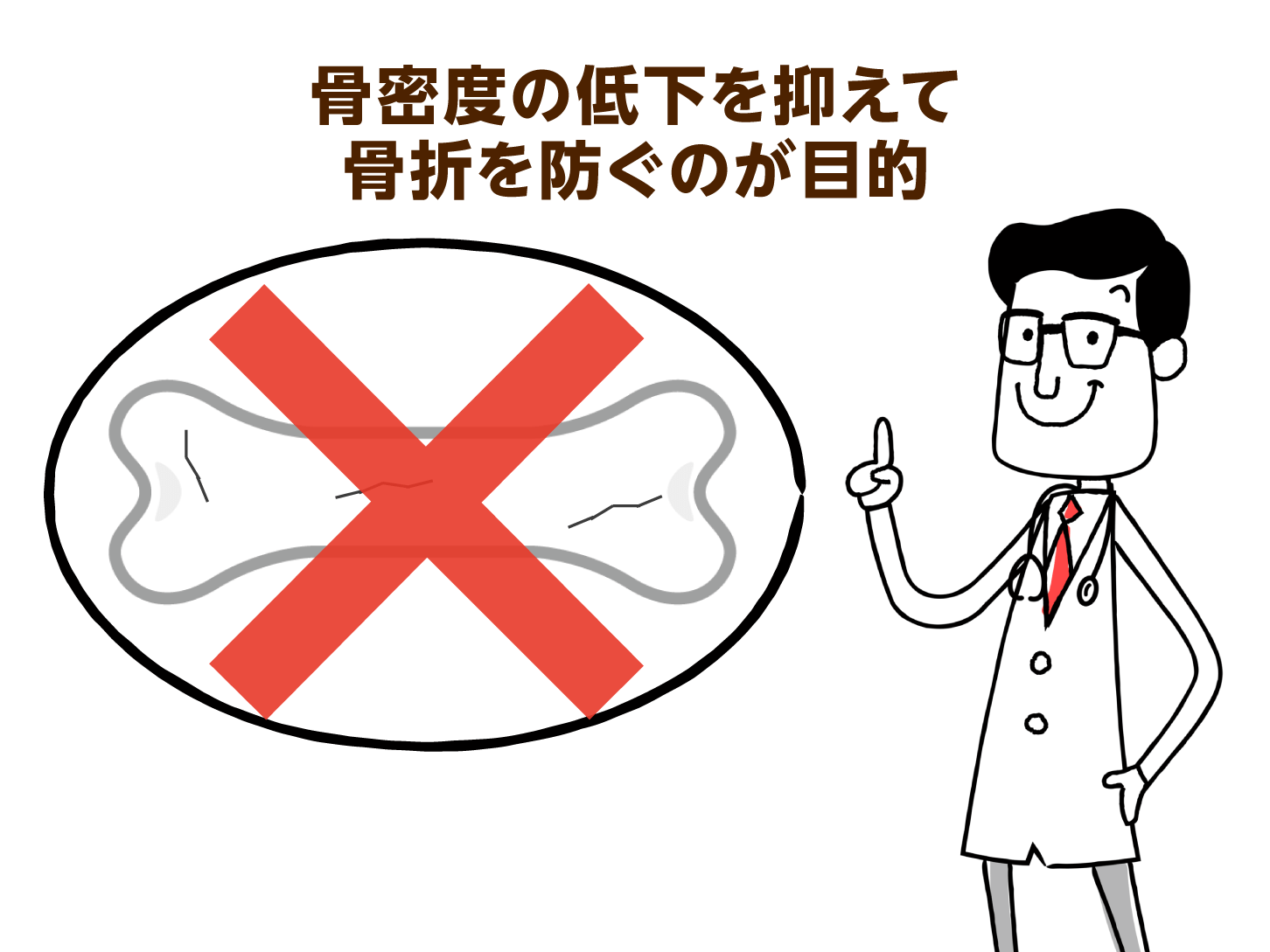 骨密度の低下を押さえて骨折を防ぐのが目的