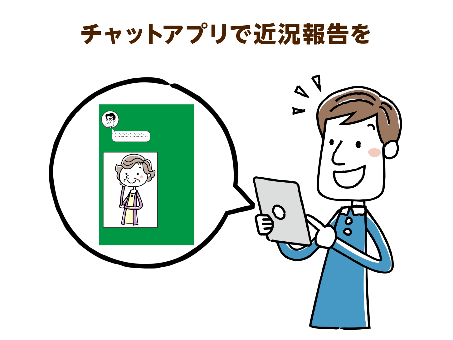 チャットアプリで近況報告を