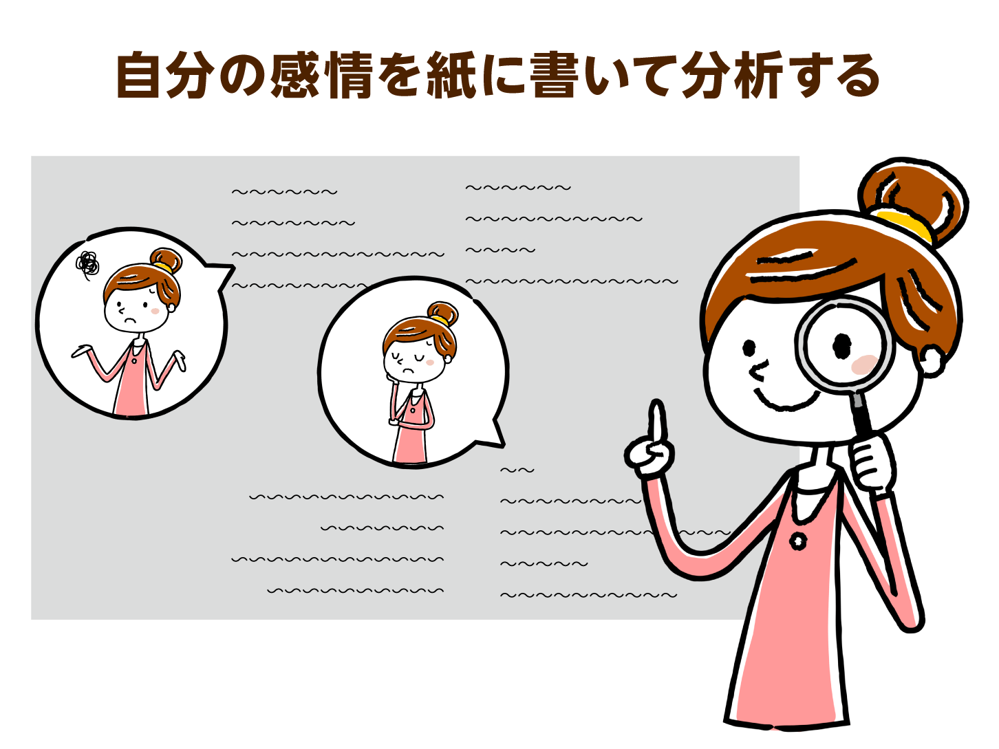 自分の感情を紙に書いて分析する