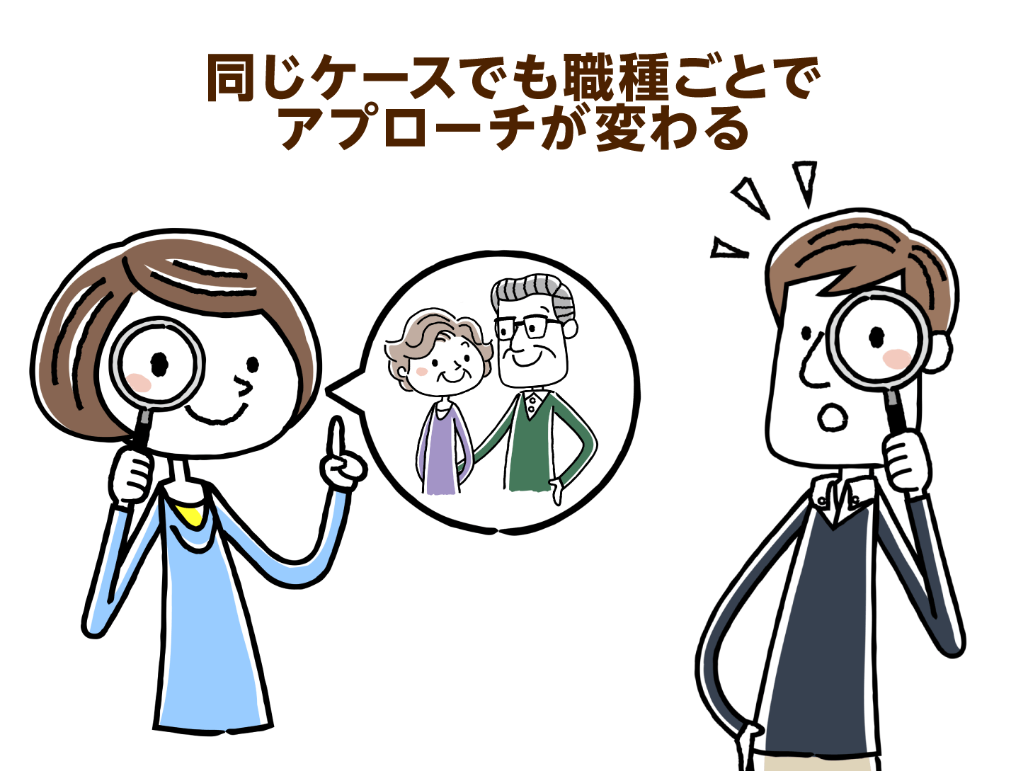 同じケースでも職種ごとにアプローチが変わる