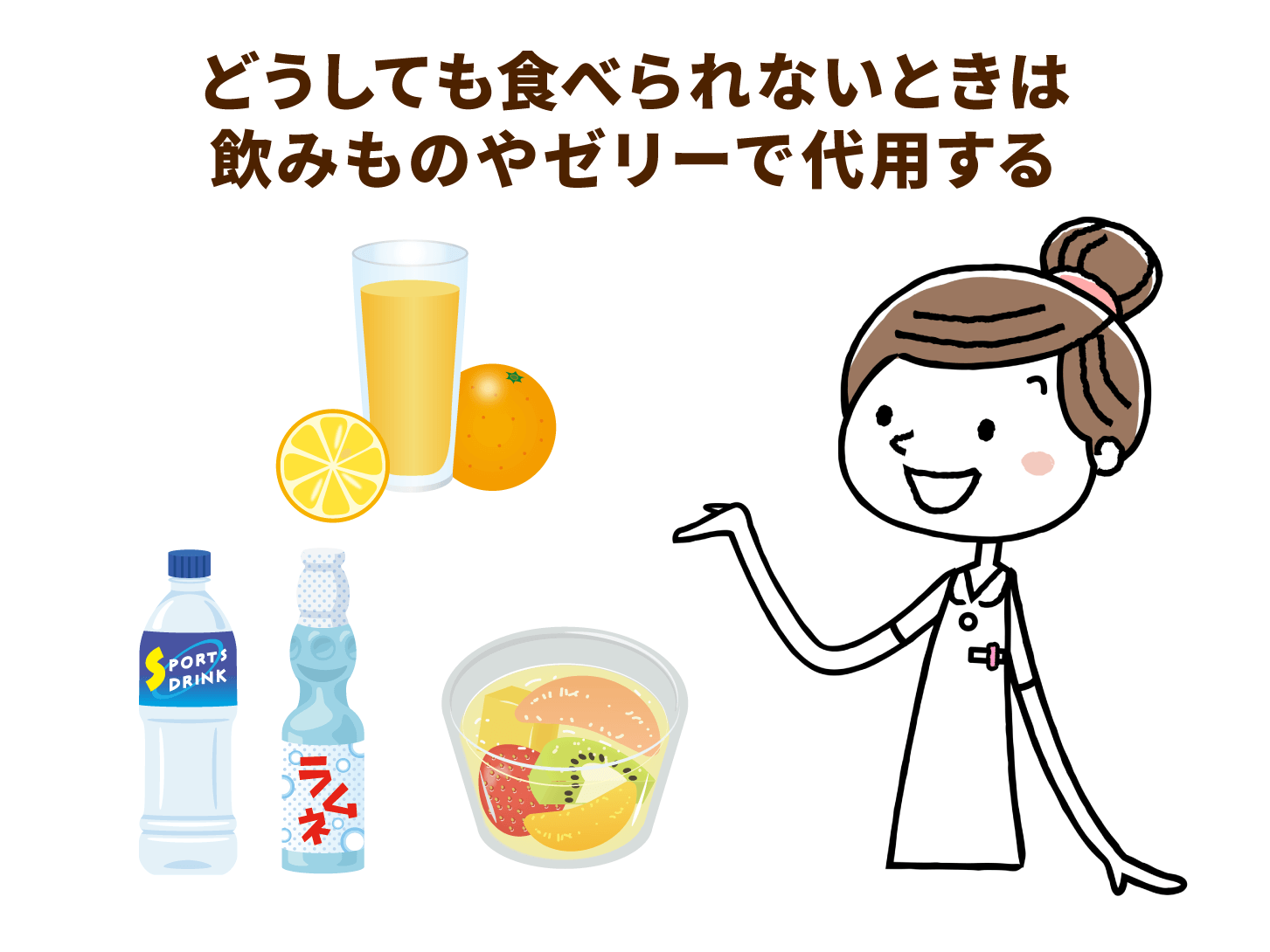 どうしても食べられないときは飲みものやゼリーで代用する