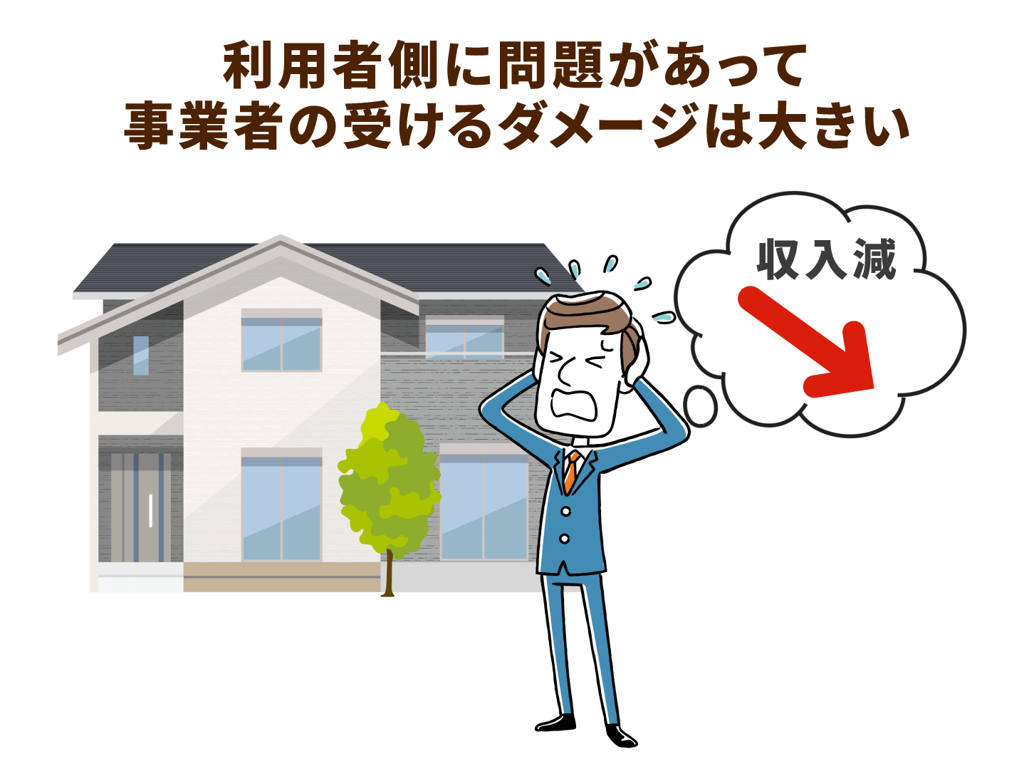 利用者側に問題があって事業者の受けるダメージは大きい
