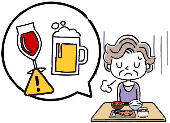 ご飯に手をつけずため息をつく老婦人
