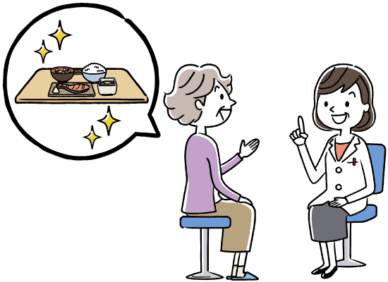 高血圧治療を行うことについて解説する女性医師と患者