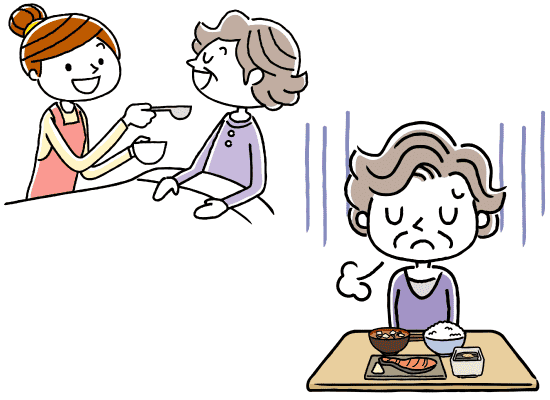 食事介助の手順についてのイメージイラスト