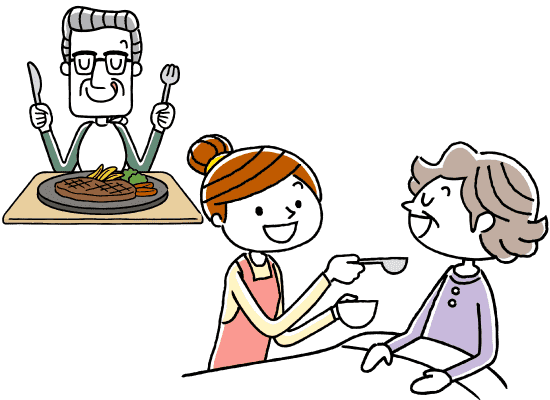 サービス付き高齢者向け住宅の食事提供サービスを受ける老夫婦