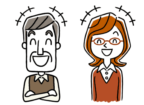 笑顔で話をする若い女性と高齢男性