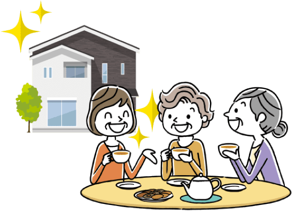 お茶会をする入所者のイメージイラスト