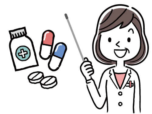 医療について解説している白衣の女性