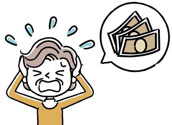 お金のことで頭を抱えて苦しむ高齢女性
