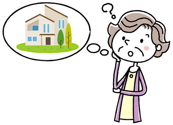 建物について想像する高齢者女性