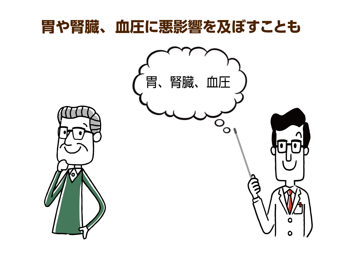 胃や腎臓、血圧に悪影響を及ぼすことも