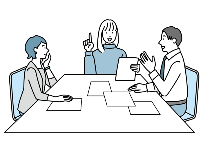 会議中の若い男女（画像提供：イラスト AC）
