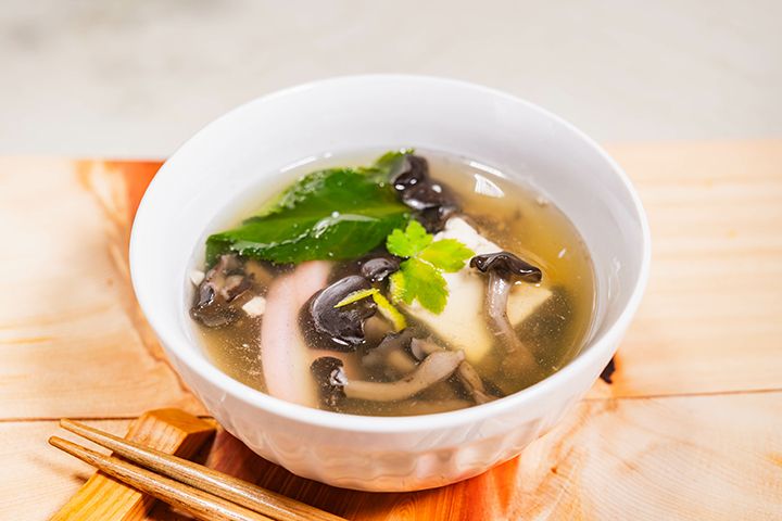 菜の花としいたけの優しい和風スープ