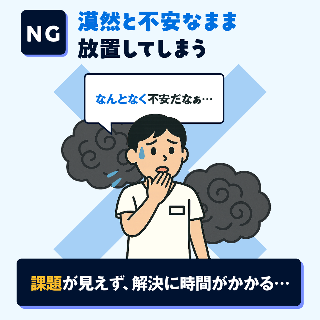 NG例：漠然とした不安を抱えて放置してしまう