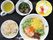 五目そうめんに炊き込みご飯、煮物にデザートが付いた食事。