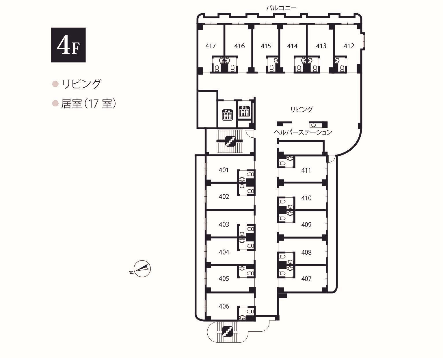 ライフコミューン南与野の4Ｆのフロアマップ