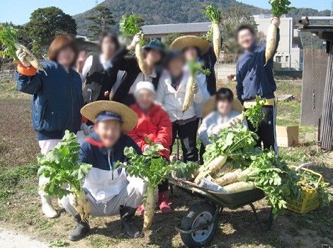 収穫を楽しむ人々