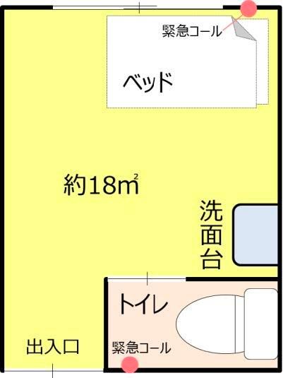 ケア・キューブくさかの全室個室の間取り図
