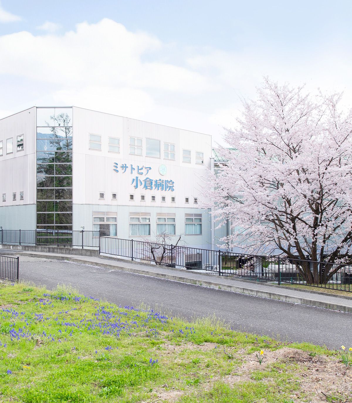 桜並木のある施設外観