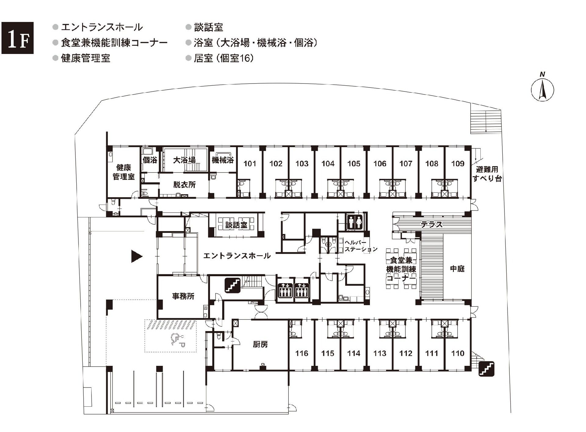 ライフコミューンあざみ野の1Ｆのフロアマップ