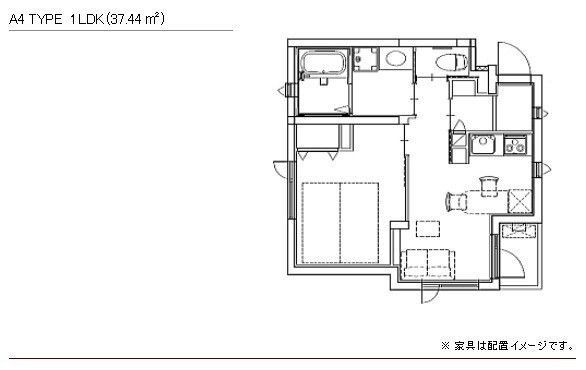 アイエスコート西麻布のA4 TYPE 1LDKの間取り図