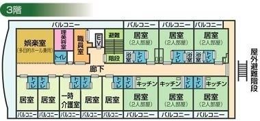 愛幸苑やすらぎの3階のフロアマップ