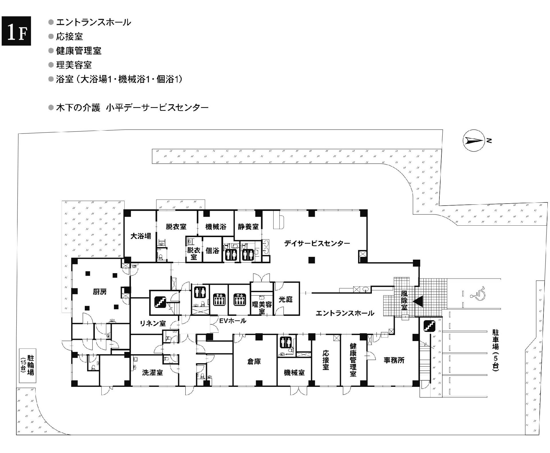 リアンレーヴ小平の1Ｆのフロアマップ