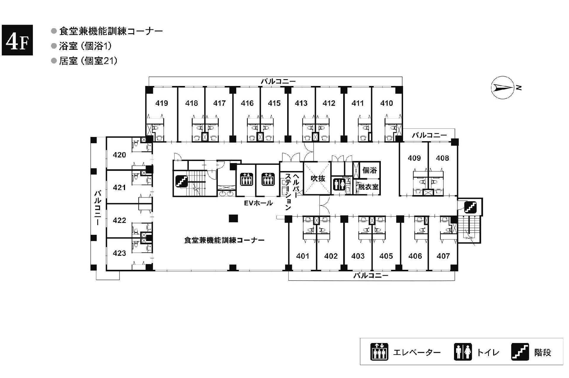 リアンレーヴ小平の4Ｆのフロアマップ