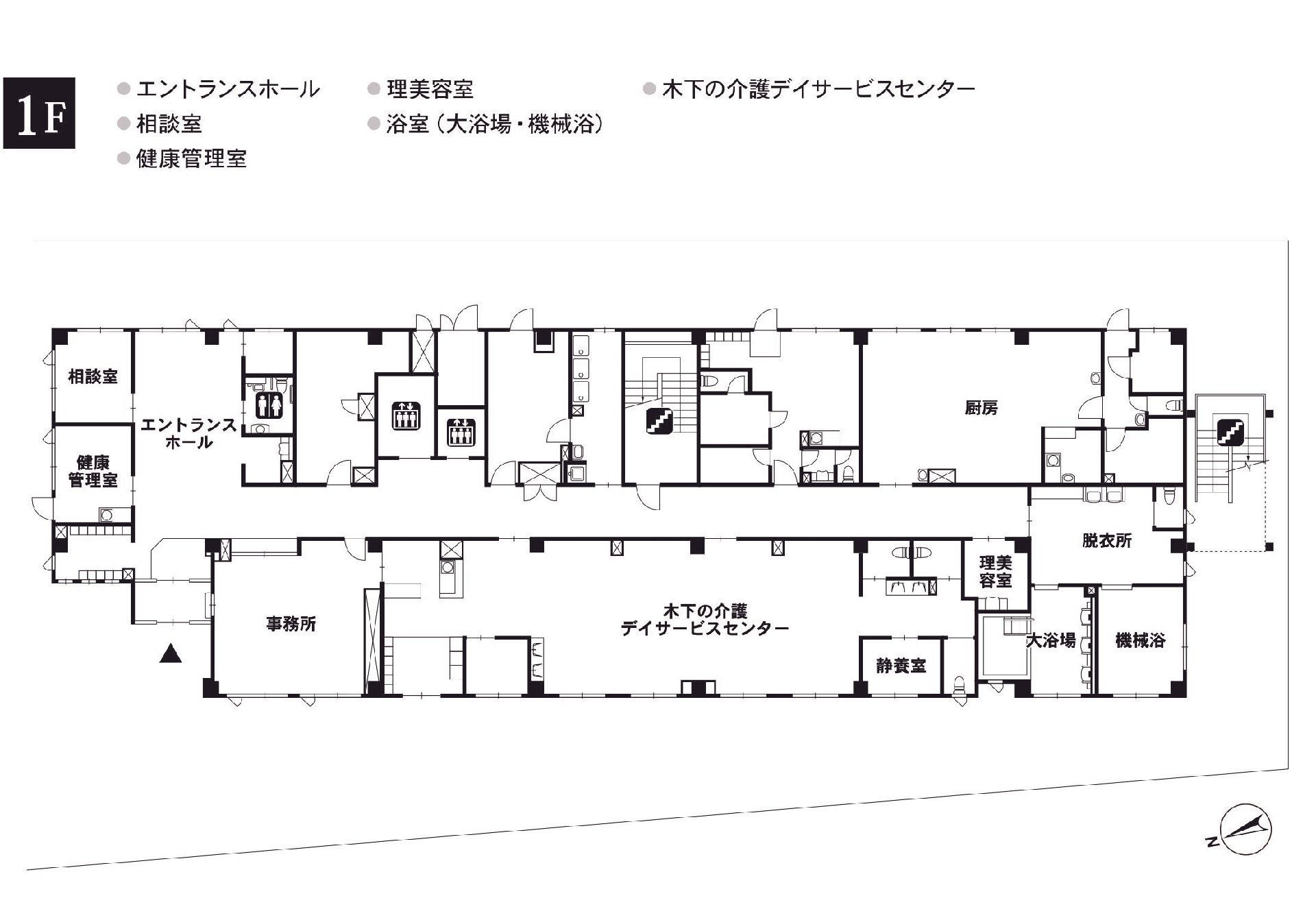 リアンレーヴ川口の1Ｆのフロアマップ